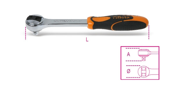 Beta reverzibilný zásuvný kľúč 3/8 '' mužský štvorcový pohon 72 zubov 00910082