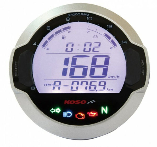Koso D64 GP Style Universal Round Multifunction LCD Digital Meter BB642W10