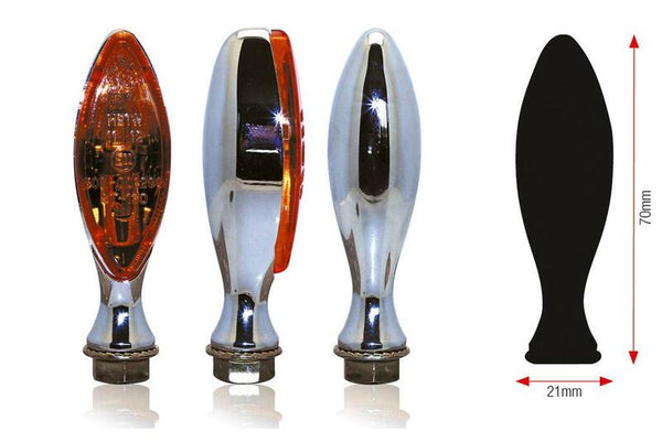 Bihr Elise Blinkers - chrómovaný kov s oranžovým objektívom | Universal 02-130che (pár)