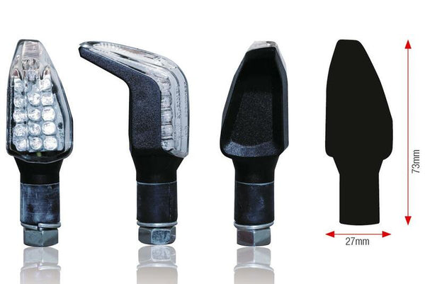 BIHR Boomerang LED BLINKERS - Čierna/priehľadná | Universal ST-210 (par)