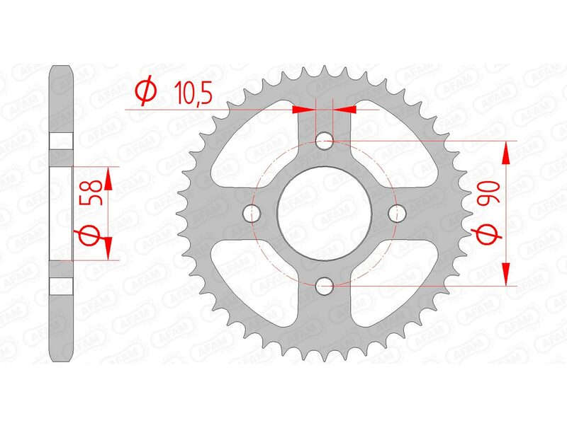 AFAM Steel Standard bakdrev 10236 - 428 för Honda CB 125 F och CBR 125 R. Hållbart stålmaterial med exakt måttspecifikation för optimal passform.