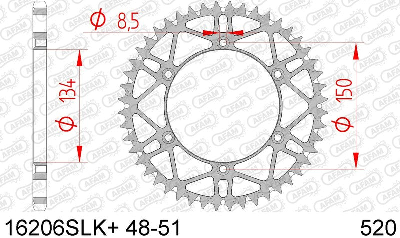 AFAM Steel Self -Cleaning zadný sprock 16206 - 520