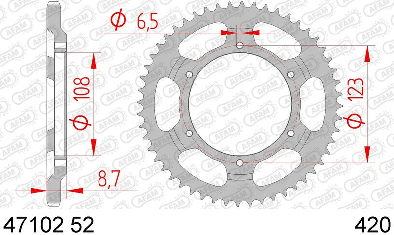 AFAM oceľový štandardný zadný sprock 47102 - 420