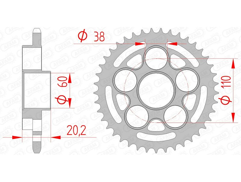 AFAM Steel Standard bakdrev 50614 - 520 för Ducati Monster S2R 800 och Hypermotard 950. Hållbart ståldrev med 520 kedjebredd och exakt passform.