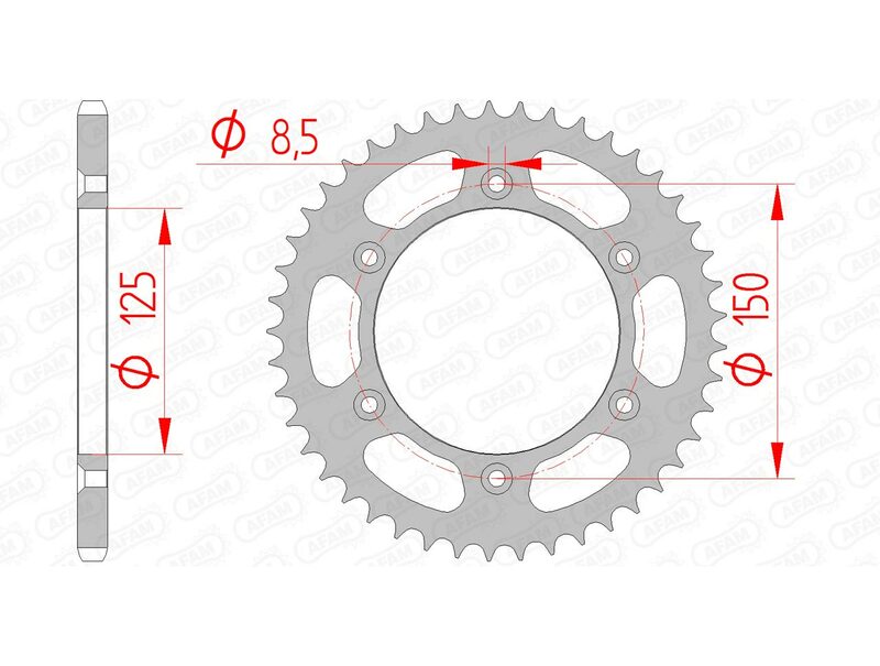 AFAM oceľový štandardný zadný sprock 71304 - 520