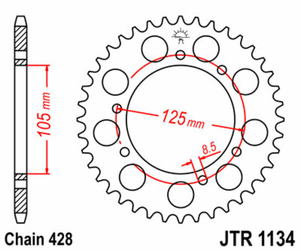 Oceľový štandardný sprock JT Sprock 1134 - 428 JTR1134.54