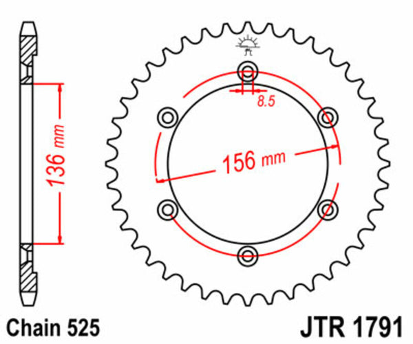 Oceľový štandardný sprock JT Sprock 1791 - 525 JTR1791.43