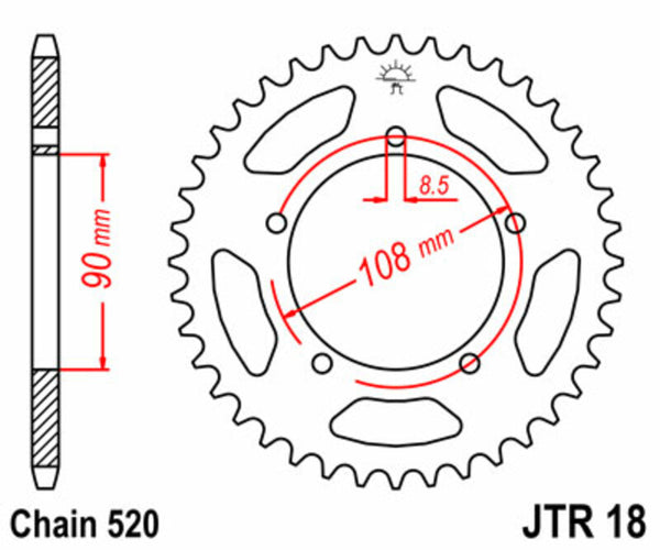 Oceľový štandardný sprock JT Sprock 18 - 520 JTR18.43