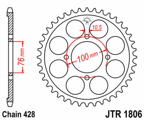 Oceľový štandardný sprock JT Sprock 1806 - 428 JTR1806.47