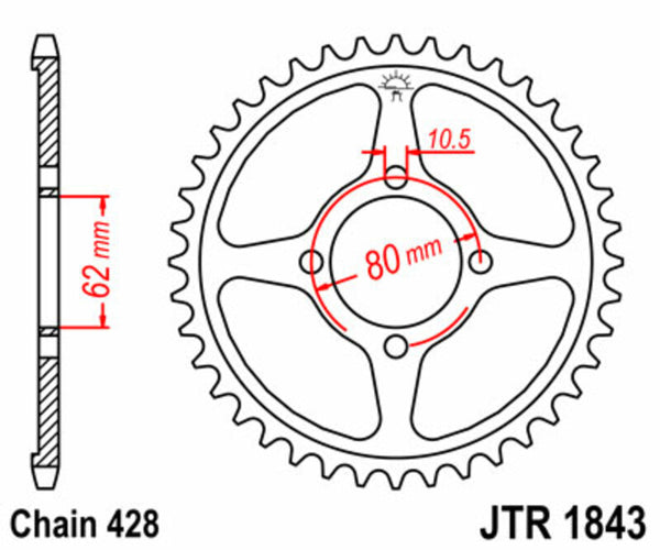 JT Sprock's Steel Standard Rear Sprock 1843 - 428 JTR1843.54