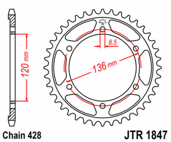 JT Sprock's Steel Standard Rear Sprock 1847 - 428 JTR1847.57