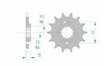 AFAM Steel Standard Front Sprocket 20509 - 520 med teknisk ritning och måttspecifikationer. Passar Honda NX 650 Dominator, FX 650 Vigor och SLR 650.