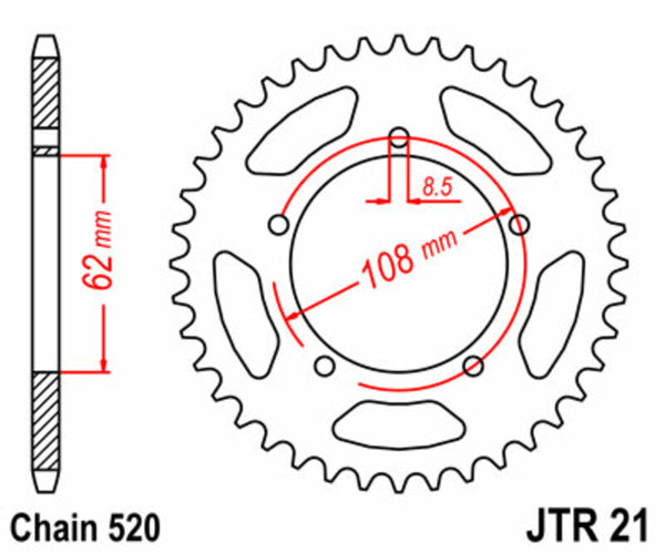 Oceľový štandardný sprock JT Sprock 21 - 520 JTR21.40