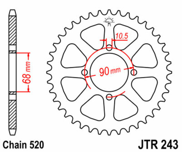 JT Sprock's Steel Standard Rear Sprock 243 - 520 JTR243.42