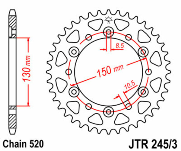 Oceľový štandardný sprock JT Sprock 245/3 - 520 JTR245/3,45