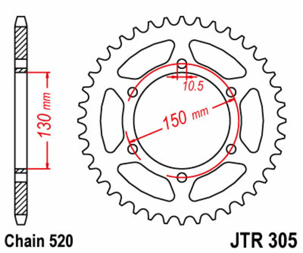 Oceľový štandardný sprock JT Sprock 305 - 520 JTR305.46