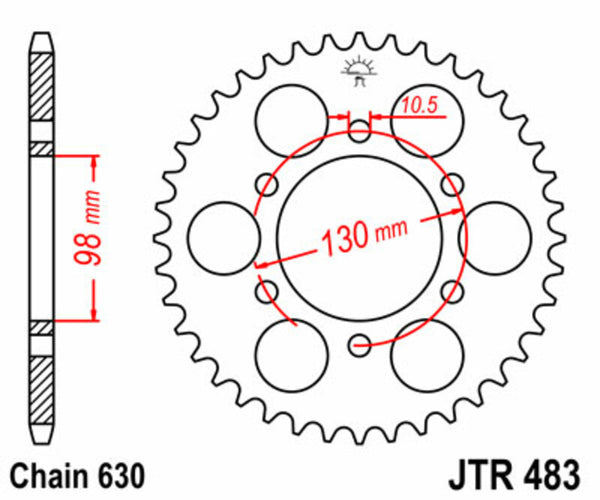 Oceľový štandardný sprock JT Sprock 483 - 630 JTR483.35