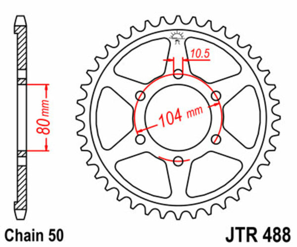 Oceľový štandardný sprock JT Sprock 488 - 530 JTR488.44