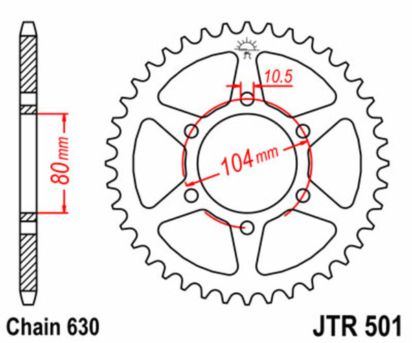 JT Sprock's Steel Standard Rear Sprock 501 - 630 JTR501.41