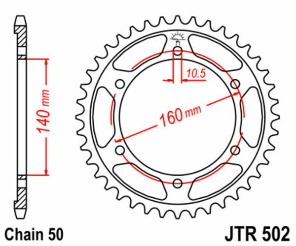 Oceľový štandardný sprock JT Sprock 502 - 530 JTR502.45