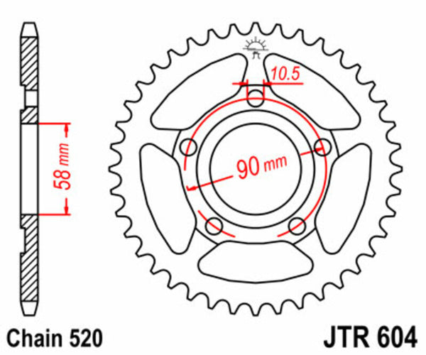 Oceľový štandardný sprock JT Sprock 604 - 520 JTR604.40