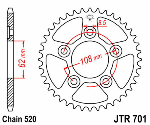 Oceľový štandardný sprock JT Sprock 701 - 520 JTR701.41