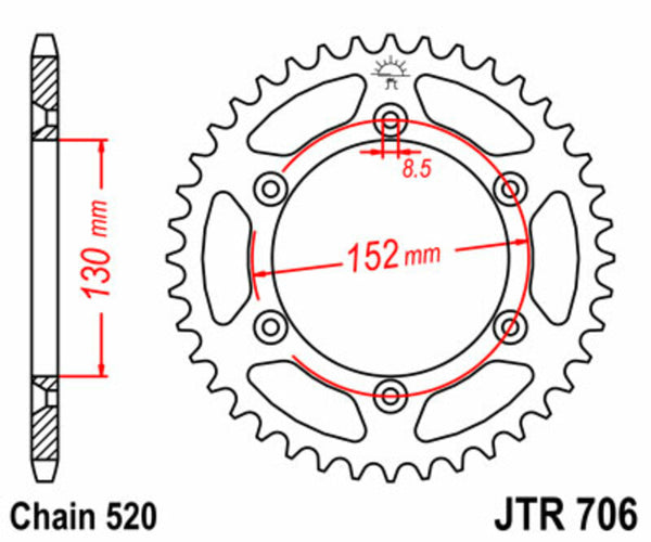 Oceľový štandardný sprock JT Sprock 706 - 520 JTR706.46