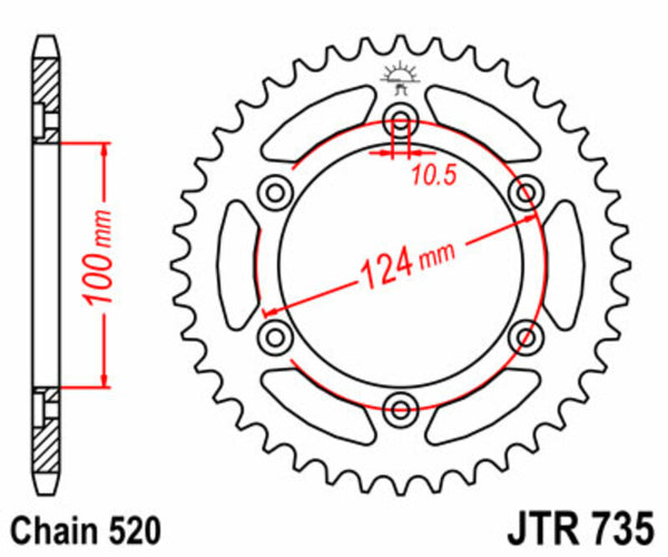 Oceľový štandardný sprock JT Sprock 735 - 520 JTR735.41