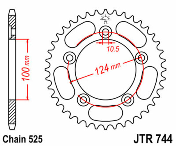 Oceľový štandardný sprock JT Sprock 744 - 525 JTR744.39