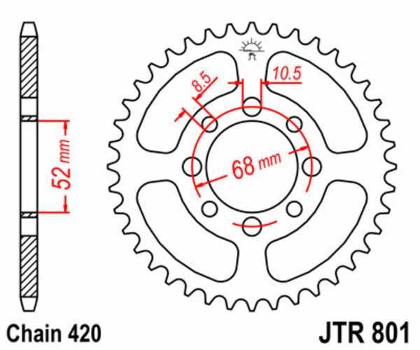 Oceľový štandardný sprock JT Sprock 801 - 420 JTR801.49