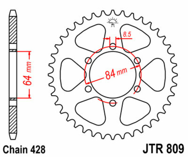 Oceľový štandardný sprock JT Sprock 809 - 428 JTR809.47