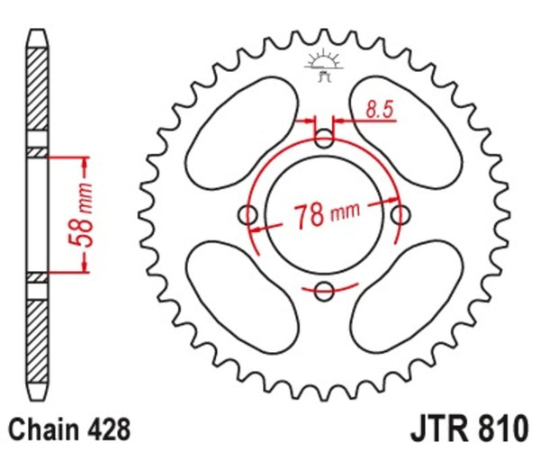 Oceľový štandardný sprock JT Sprock 810 - 428 JTR810.46