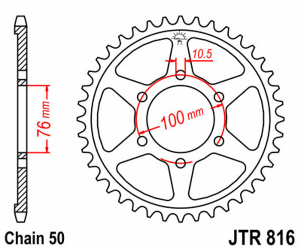 Oceľový štandardný sprock JT Sprock 816 - 530 JTR816.45