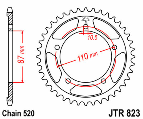 Oceľový štandardný sprock JT Sprock 823 - 520 JTR823.46