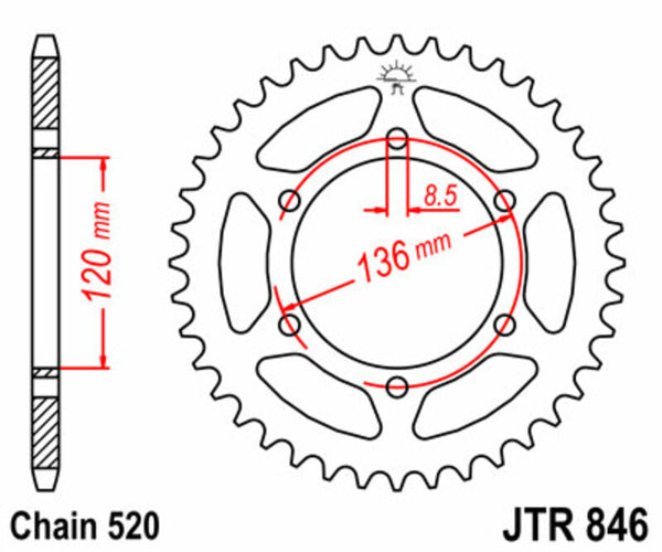 Oceľový štandardný sprock JT Sprock 846 - 520 JTR846.41