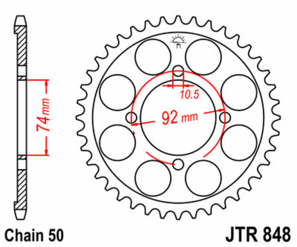 Oceľový štandardný sprock JT Sprock 848 - 530 JTR848.39
