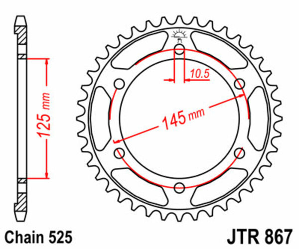 Oceľový štandardný sprock JT Sprock 867 - 525 JTR867.43
