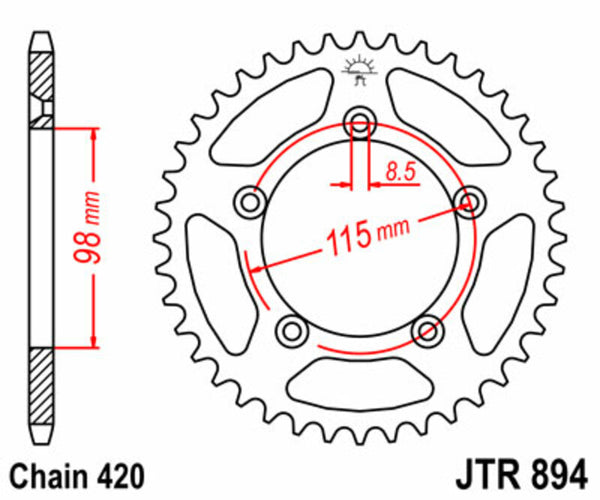 Oceľový štandardný sprock JT Sprock 894 - 420 JTR894.50