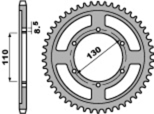 PBR Standard C45 oceľový zadný Spoket 4372 - 428 4372 46 C45