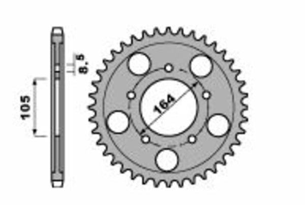 PBR Standard C45 oceľový zadný Spoket 4557 - 525 4557 46 C45