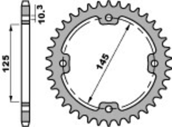 PBR Standard C45 Oceľový zadný Spoket 4588 - 520 4588 37 C45