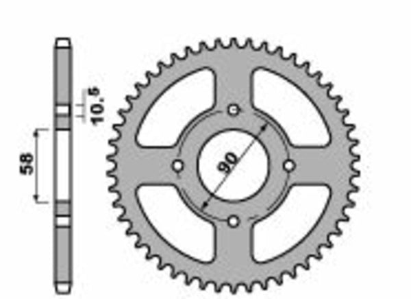 PBR Standard C45 oceľový zadný sprock 4668 - 520 4668 45 C45