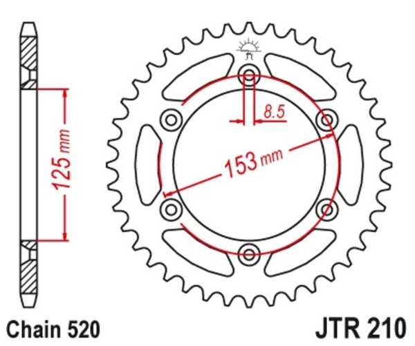 Oceľový štandardný sprock JT Sprock 210 - 520 JTR210.50Sc