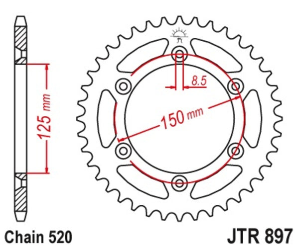 Oceľový dosah JT SPROCK STANDARD SPROCK 897 - 520 JTR897.50SC