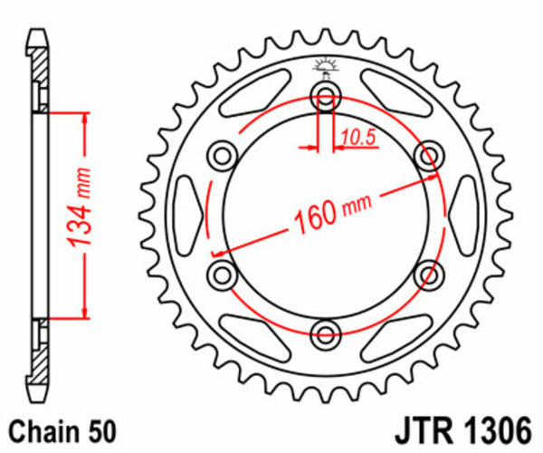 Oceľový štandardný sprock JT Sprock od spoločnosti JT SPROCK 1306 - 530 JTR1306.40