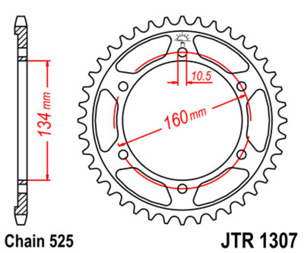Oceľový štandardný sprock JT Sprock od spoločnosti JT SPROCK 1307 - 525 JTR1307.42