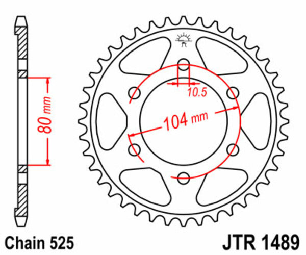 JT Sprock's Steel Standard Rear Sprock 1489 - 525 JTR1489.42