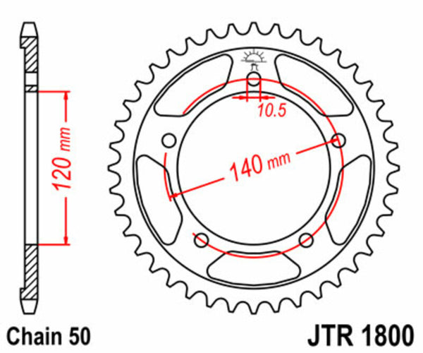 Oceľový štandardný sprock JT Sprock od JT Sprock 1800 - 530 JTR1800.45