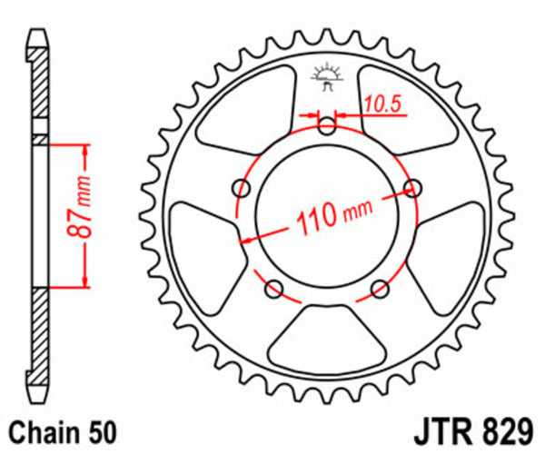 Oceľový štandardný sprock JT Sprock 829 - 530 JTR829.48
