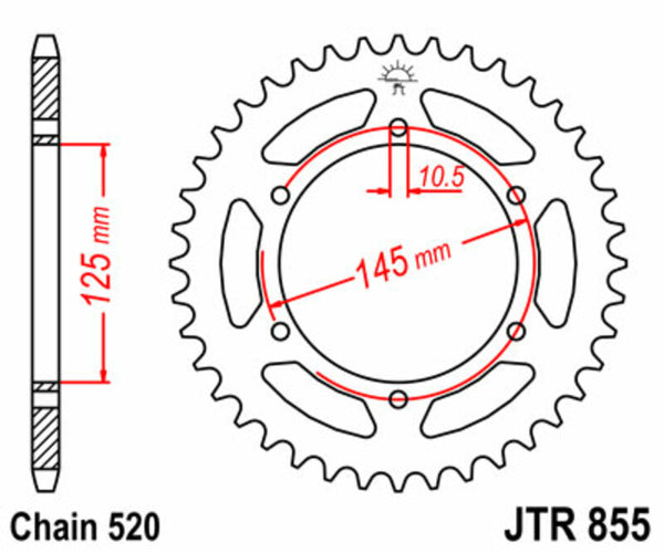 Oceľový štandardný sprock JT Sprock 855 - 520 JTR855.45